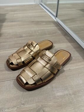 Sam Edelman Metallic Gold Woven Mules - Women